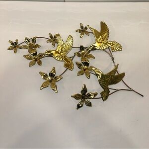 Gold Hummingbird and Flower Wall Decor